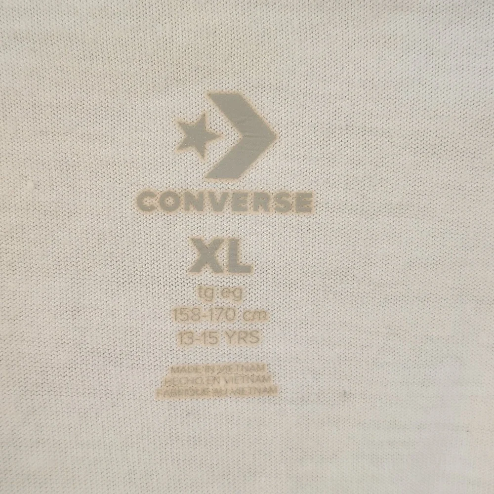 Converse Long Sleeve Shirt Youth Girls XL White/Pink Cropped‎ Loose Logo Skater